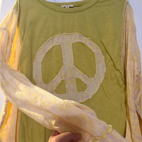 Easel Yellow Long Sleeve Peace Tee - Picture 2 of 5